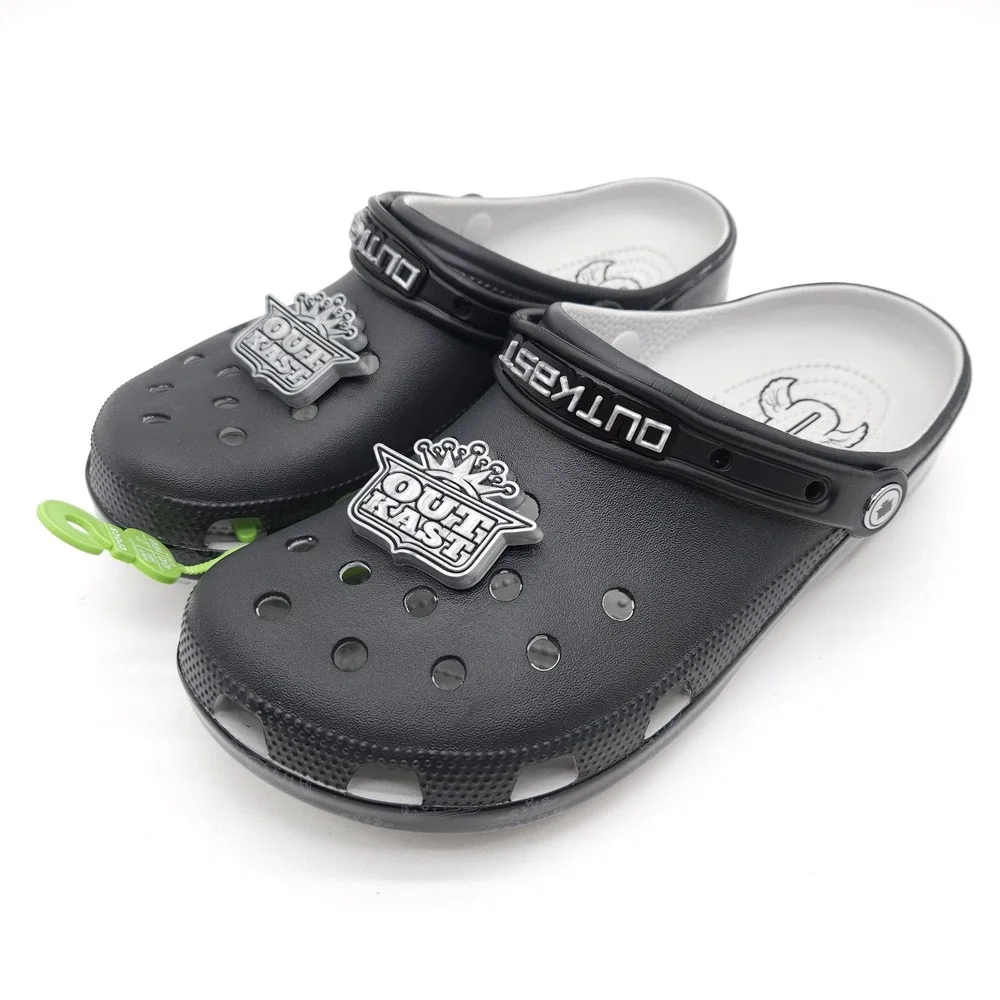 Crocs Mens 9 Womens 11 Black Outkast Classic Clog Slip On Shoe Hip Hop Rap Music